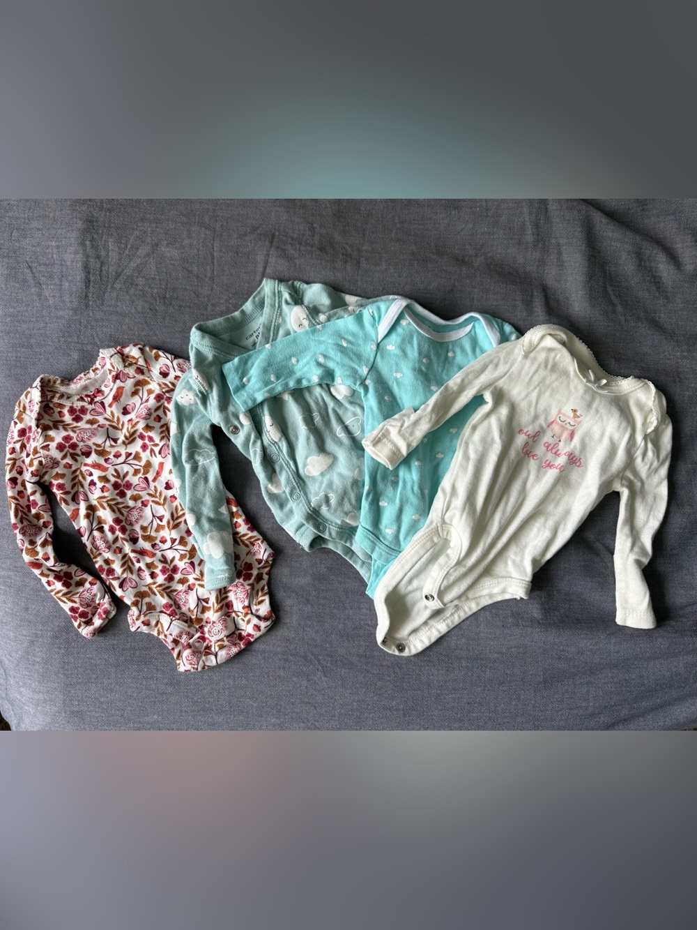 Four Long-Sleeved Onesies, size newborn
